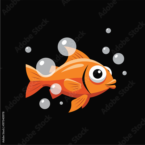Cute Orange Goldfish Pixel ...
