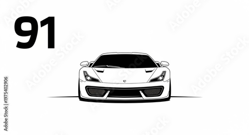 Front View of a White Sports Car with the Number 91.