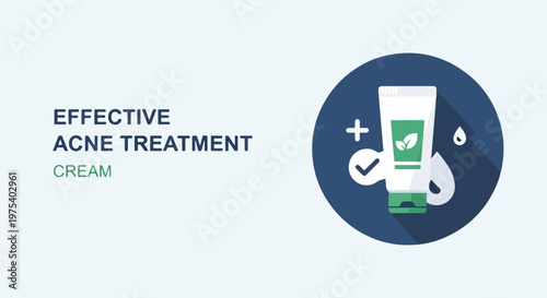 Effective Acne Treatment Cream Flat Design Icon Banner