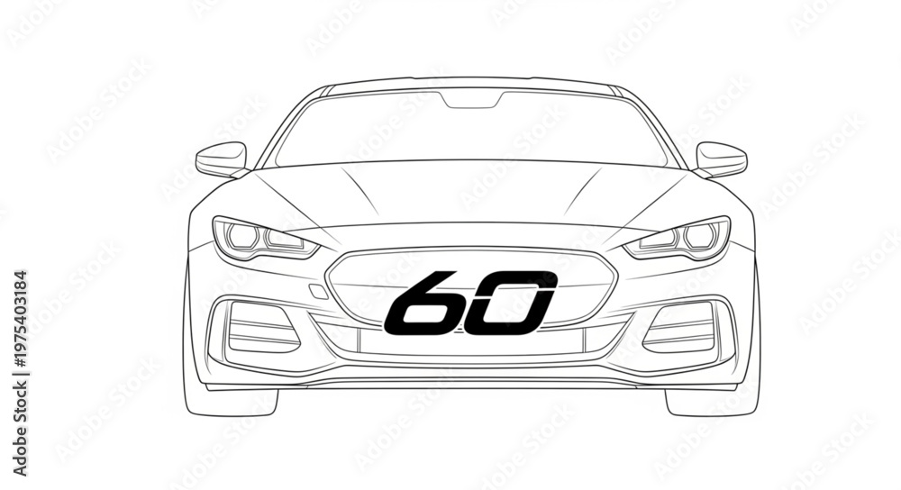 Obraz premium Front View of a Car with the Number 60 on its Grille.