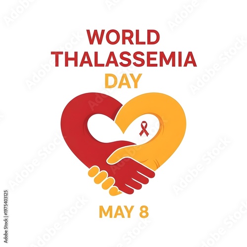 World thalassemia day poster with interlocking hands forming a heart shape
