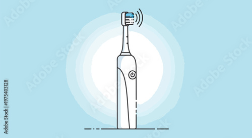 Electric Toothbrush Minimal Illustration On Blue Background
