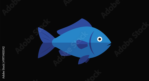 Flat Blue Fish Pixel Art Mi...