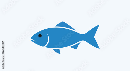 Flat Design Blue Fish Icon ...