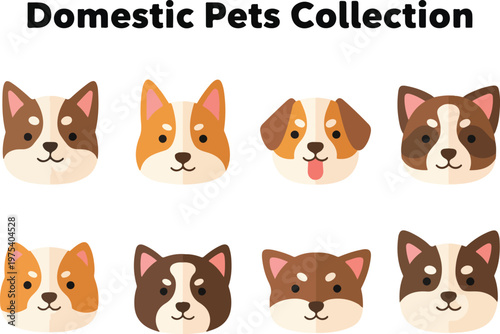 Domestic Pets Collection A Diverse Array of Adorable Dog Faces in Various Breeds and Expressions