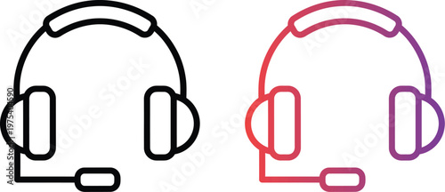 Headsets featuring microphones represent customer support service, online communication, and virtual call center work.
