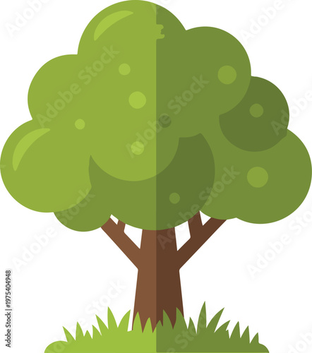 Flat Design Green Tree With...