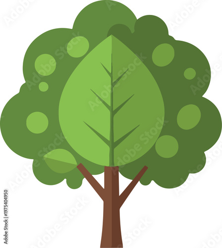 Flat Design Green Tree Vect...