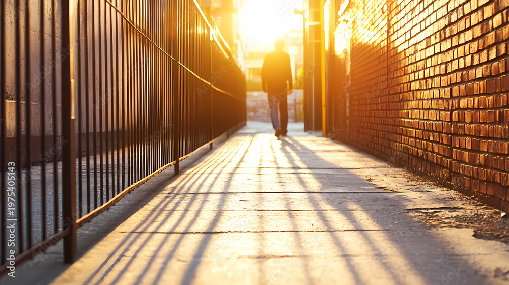 Fototapeta premium Urban Alley Sunlight Stroll