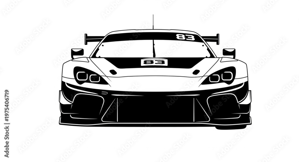 Obraz premium Front View Silhouette of a Modern Sports Car.