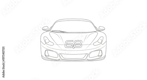 Front View Sketch of a Modern Sports Car.