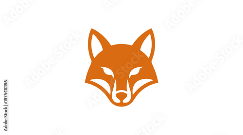Minimalist Orange Fox Head Logo Design on Isolated White Background, Wild Animal Symbol