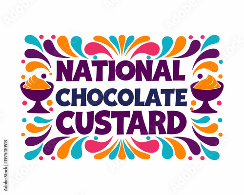 Creamy Chocolate Custard Vector Graphic, National Chocolate Custard Day Holiday Illustration