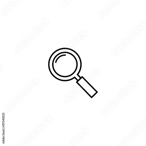 Outline graphic of a magnifying glass on a white background with magnifying