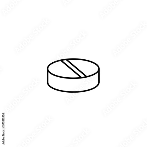 Single medical pill or tablet icon with line detail medicine isolated
