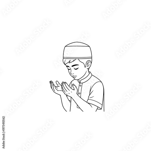 Young boy praying with eyes closed devotion spiritual innocence childhood