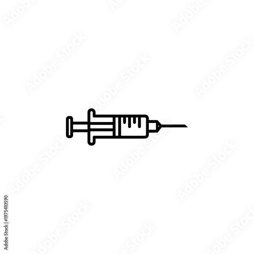 Medical syringe icon with needle for injections and vaccinations, injection