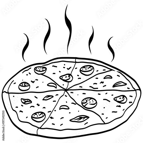 Hot Pizza Slices Drawing Illustration Vector