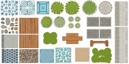 Assortment of top down textures representing various outdoor surfaces