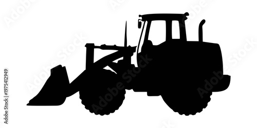 Black silhouette of a wheel loader