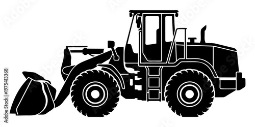 Black silhouette of a wheel loader