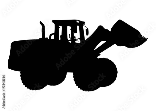 Black silhouette of a wheel loader