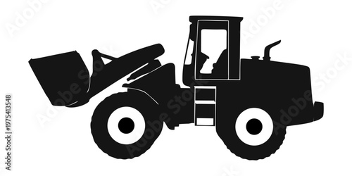 Black silhouette of a wheel loader