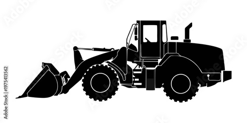 Black silhouette of a wheel loader