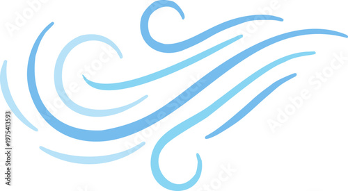Blue gust of wind air current 2D flat vector