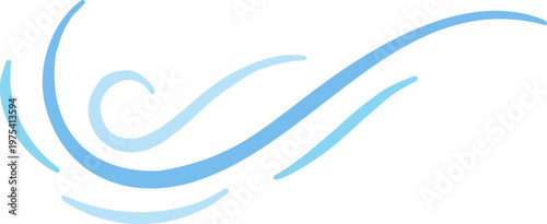 Simple blue wind gust breeze 2D flat vector