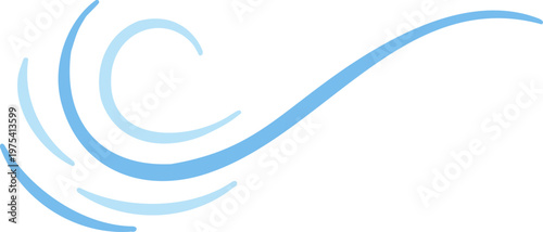 Simple blue swirling wind gust 2D flat vector