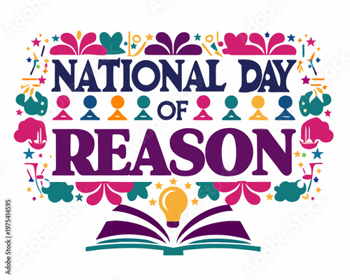Science and Logic Vector Art, National Day of Reason Isolated on White