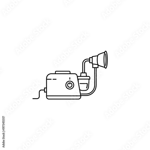 Medical nebulizer machine line art icon for respiratory therapy with nebulizer
