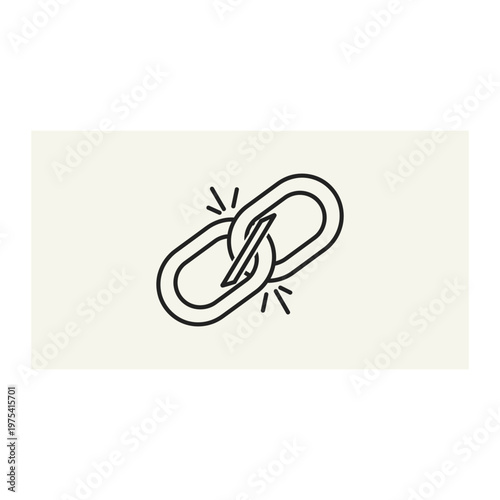 Broken link chain icon illustration hand drawn sketch style with connection