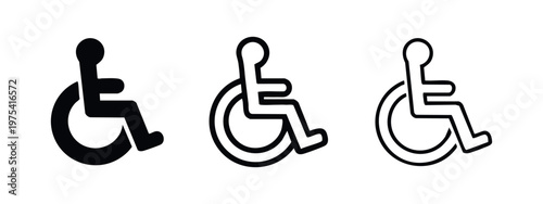 Set of Wheelchair Accessible Icons for Disabled People Navigation