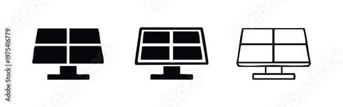 Solar Panel Icons for Renewable Clean Energy System