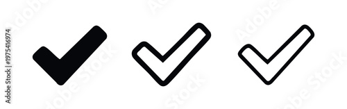 Tick Check Mark Icon Set in Solid Outline and Hand Drawn Styles