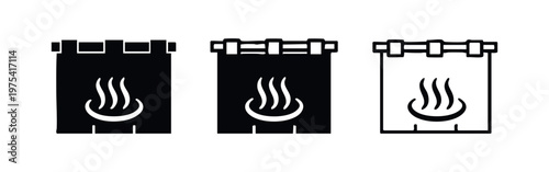 Traditional Japanese Hot Spring Onsen Noren Icon Set