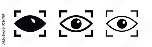 Eye Focus and Facial Recognition Technology Vector Icon Set
