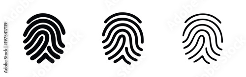 Biometric Fingerprint Scan Vector Icon Set for Identity and Security