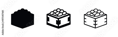 Fruit Crate Harvest Market Icons Set