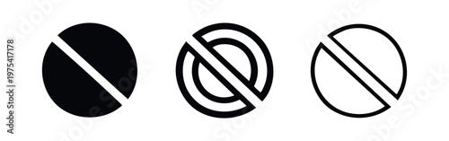Prohibit and Forbidden Icon Set with Solid and Outline Variations