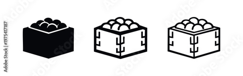 Wooden Fruit Box Agriculture Harvest Icons