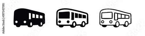City Bus Transportation Travel Icon Set