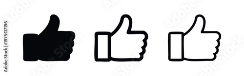 Thumbs Up and Like Hand Gesture Icon Set for Social Media