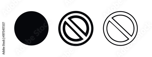 Ban and Prohibition Icon Set in Three Styles including Solid and Outline