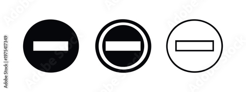 No Access Horizontal Bar Icon Set in Solid and Outline Circle Styles