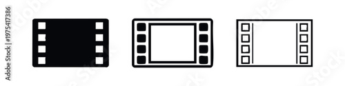 Film Strip Icon Set - Cinema Frame and Movie Production Symbols