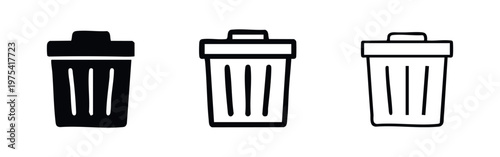 Trash Can and Bin Icon Set - Garbage Waste Management