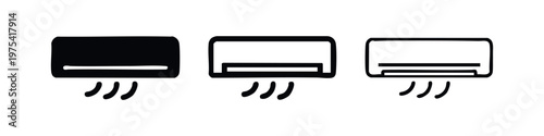 Hand-Drawn Air Conditioner Icon Set. Cooling and Climate Control Symbols in Doodle Style.